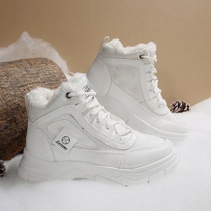 Plus Size 45 Fashion Winter Sneakers for Women Plush Warm White Platform Sports Shoes Woman High Top Thick Sole Vulcanized Shoes