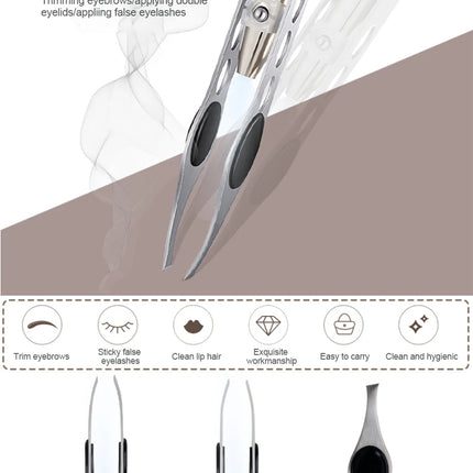 1PC LED Eyebrow Tweezer Oblique Tip Stainless Steel Eyebrow Trimming Clip Eye Hair Removal Prune False Eyelash Clamp Makeup Tool