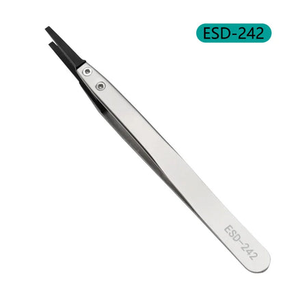 1 Piece Anti-Static ESD Tweezers Replaceable Tweezers Tips Stainless Steel Body Carbon Fiber Conductive Plastic Tweezers