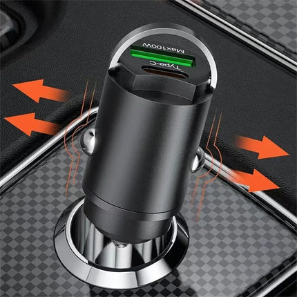 USB 200W Mini Car Charger Fast Charging Head Cigarette Lighter in Car For Xiaomi Samsung Huawei QC3.0 PD Type C Car Phone Charge