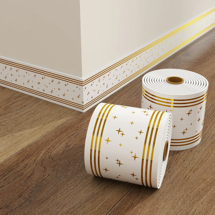 1Roll 10cmx5m Rolled Self-Stick Baseboard Trim-Anti-Collision Wall Waistband Sticker for Living Room Bedroom Home Decor ﻿
