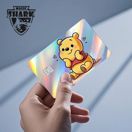 Magic Shark Mickey Minnie Stitch Donald Duck Bear Princess Holographic Film Shinny Laser Skin Sticker for Debit Credit Card