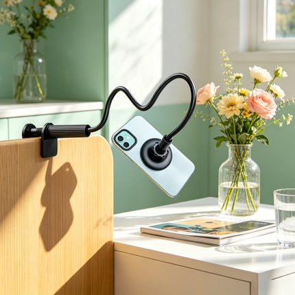 120CM Super Long Gooseneck Magnetic Phone Holder, Freely Adjustable Desktop Bed Stand, All Cellphone Compatible Magnetic Lazy Su