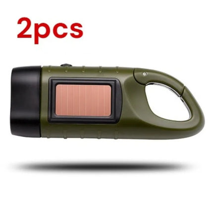 Solar Flashlight Portable Outdoor Hiking Hand Crank Rechargeable Emergency Camping Lights Multi-functional Emergency Light