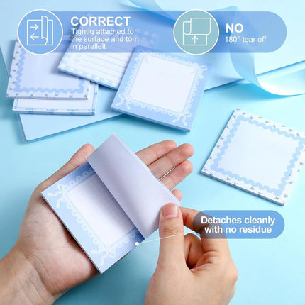 1pc Pink Bow Sticky Notes，Ins Style Self-Adhesive Tear-Off Notepad To Do List Stickers，Office School Memo Pad Reward Gift