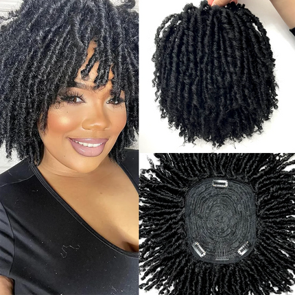 Short Dreadlock Braided Half Wig Black/Brown/Blonde/Gray Synthetic Soft Faux Locs Wigs Braiding Wigs for Black Women/Men