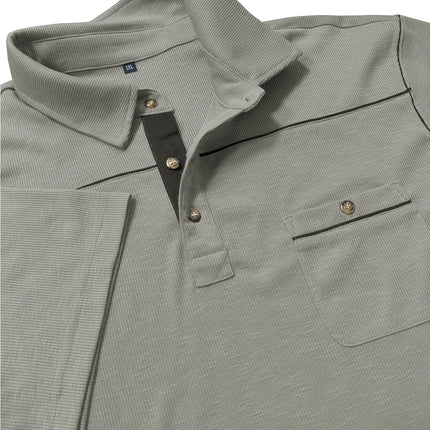 Plus Size Men's Polo Shirt 2026 Summer Fashion Vacation Casual Collared Solid Color Henley T-Shirt Pullover Top