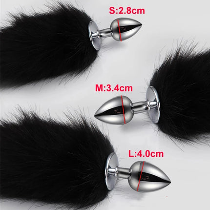 78cm Red Long Fox Tail Anal Plug Metal Butt Plug Prostate Massager Erotic Cosplay Accessories Adult Novelty Sex Toys For Couples