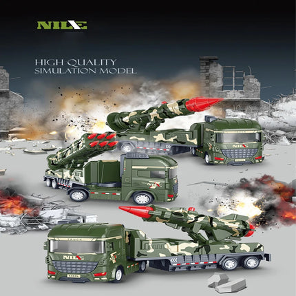 1pcs-Simulated Inertial Military Towing Truck Rocket Missile Vehicle Nuclear Cannon Model Children's Toy Car Birthday Gift