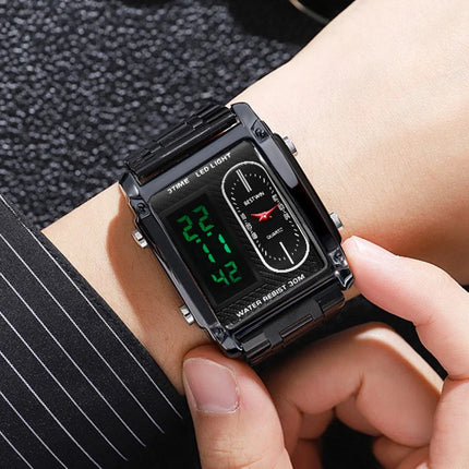 Men Wrist Watches Top Brand Luxury Relogio Masculino Stainless Steel Band Watch For Male Clock Men Dual Display Wrist Watch