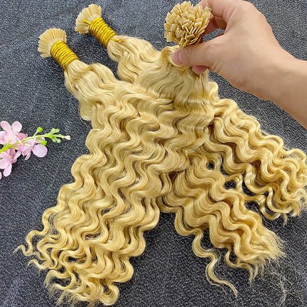 613 Flat Tip Hair Deep Wave 100% Human Vietnamese Bundles Extensiones Cabello Keratin K Tips Braiding Real Natural Fusion Hair