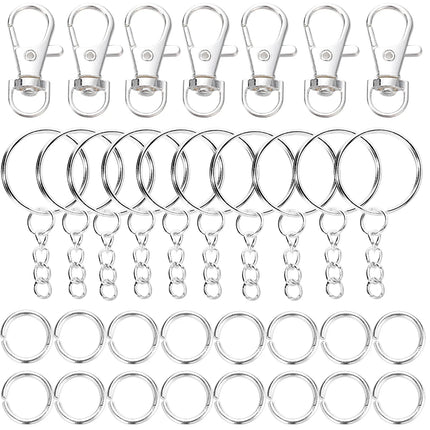 70Pcs/Set Swivel Snap Hook and Key Rings with Chain Jump Rings Connectors for DIY Keychain Lanyard Jewelry Making Supplies