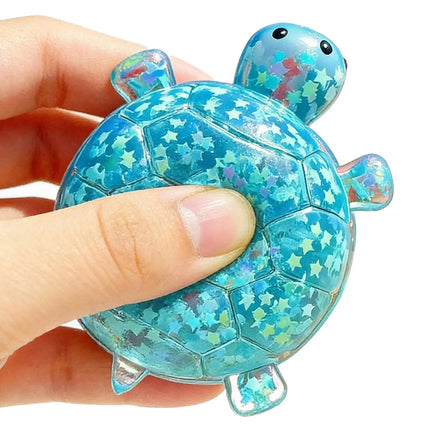 Glitter Turtle Shape Squeeze Toy Stress-relieving Fingertip Sensory Toy Anti Stress Sensory Fidget Toy Turtle Decompressions Toy