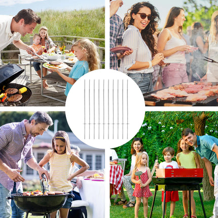 10Pcs High-Temp Resistant Stainless Steel Barbecue Skewers Gear-Type Reusable Grilling Skewers for Kabobs Oven Bbq Party Camping