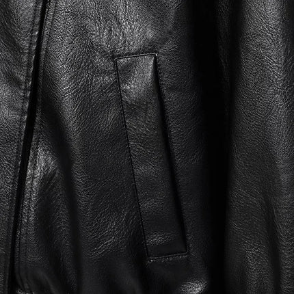 MUJER Black Faux Leather Jackets for Women Outerwears Office Women's Bomber Jacket Snap Button Demi-season Jacket for Women Coat