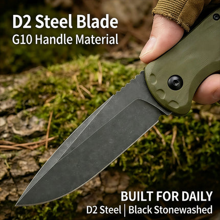 CLA 4300 Outdoor Pocket Folding Knife High Hardness D2 Blade Durable G10 Handle Utility EDC Cutting Tools for Camping Hiking