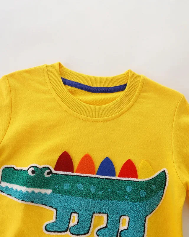 Little maven 2025 Baby Boys Sweatshirt Spring and Autumn Cotton Casual Clothes Fashion Tops for Kids Animal Crocodile Clothes