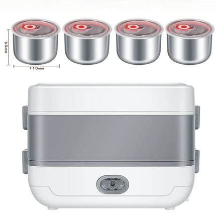 Multifunctional Electric Lunch Box Food Heater, Portable Leakproof Food Warmer Heater for Travel, Car and Home with 2 Layers