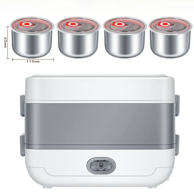 Multifunctional Electric Lunch Box Food Heater, Portable Leakproof Food Warmer Heater for Travel, Car and Home with 2 Layers