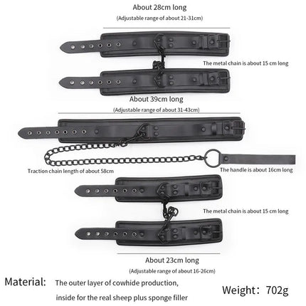 Top quality bdsm bondage set handcuffs and ankle collar fetish slave sex toys bondage man woman sex games for couples.