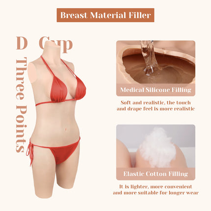 CYOMI Silicone Bodysuit Fake Vagina Breast Forms 3-Point D Cup Boobs Tits For Drag Queen Crossdresser Transgender Shemale 2TH