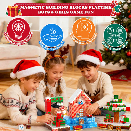 KAVOWORLD 3D Christmas Gifts STEM Magnetic Building Blocks 180PCS Magnetic Cubes Set for Kids Parent-Child Interactive Play Toys