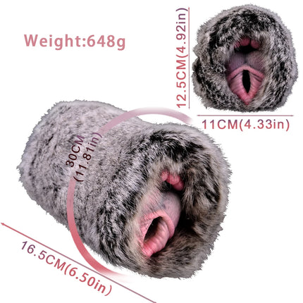 ELKKOST Silicone Animal Fantasy Male Masturbator with Fur Pocket Stroker Pussy Penis Sleeve Fake Vagina Anal Sex Toys for Men