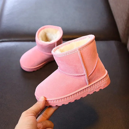 Children Snow Boots Winter Cute Warm Fashion Anti Slip Shoes Kids Boys Girls Leisure Thick Fur Platform Flat Short Boot Sneakers