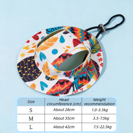 Adjustable Dog Hat Cute Print Cap for Puppies and Small Breeds, Pet Sun Protection Hat for Walking Outdoor Activities