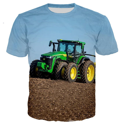 Summer Fashion Trend Sports Boy tractor Graphic Funny T-shirts Casual 3D Print Harajuku Personality Round Neck Short Sleeve Top