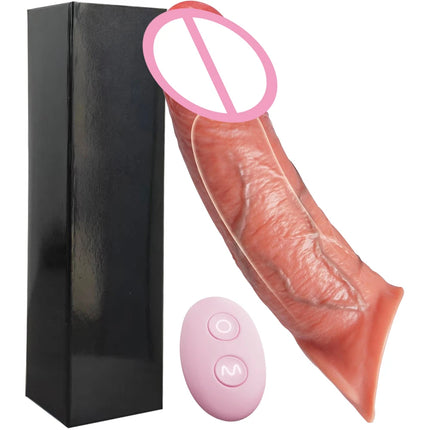 Penis Enlargement Sleeve Vibrator for Men Hollow Dildo Silicone Ejaculation Delay Realistic Penis Extender Adult Couples Sex Toy