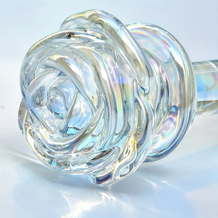 Glass Anal Plug Colorful Butt Plug Prostate Massager With Rose Round Base Plug Anal Dilator Masturbation Sex Toy For Men Women