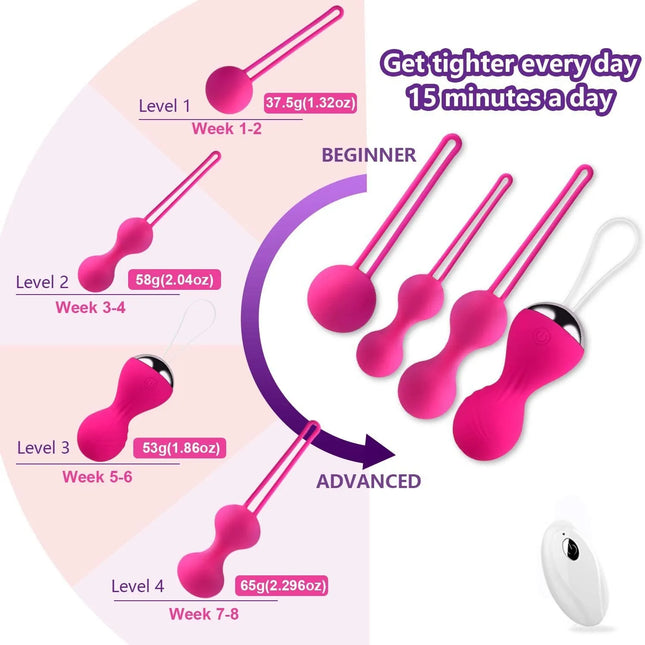 3/4pcs Kegel Vagina Balls Vibrator Wireless Remote Silicone Dumbbell Shrink Exercise Vibrating Eggs Sex Toys For Women Massager