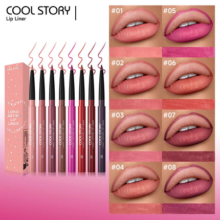 8 Colors Matte Lip Liner Waterproof Long-Lasting Lip Pencil Smudge-Proof Outline Lipstick for Defined Lips, Lip Contour Makeup