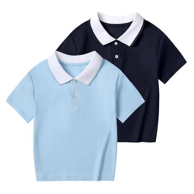 2/1 Piece Children's Summer Color Matching Lapel POLO Shirt Boy Casual Handsome Basic Short-sleeved Girl Joker Sweet Tennis Top