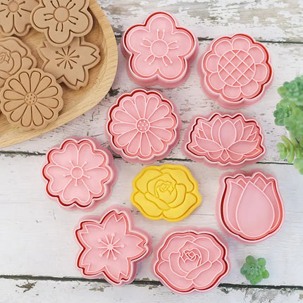 8 Pcs/set Cookie Cutters Plastic 3D Dinosaur Shape Cartoon Pressable Biscuit Mold Cookie Stamp Kitchen Baking Pastry Bakeware