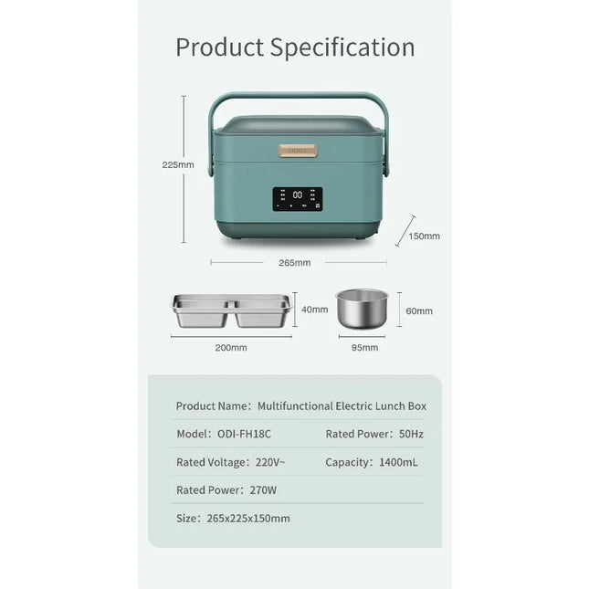 Portable Electric Lunch Boxes Charging Self-Heating Car Oven Removable Container Bento Lunch Box