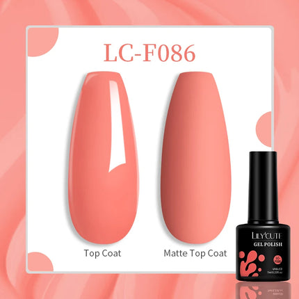 LILYCUTE 7ML Pink Glitter Nail Gel Polish Nude Natural Long Lasting Manicure Soak Off UV LED Nail Art Base Top Coat Gel Varnish