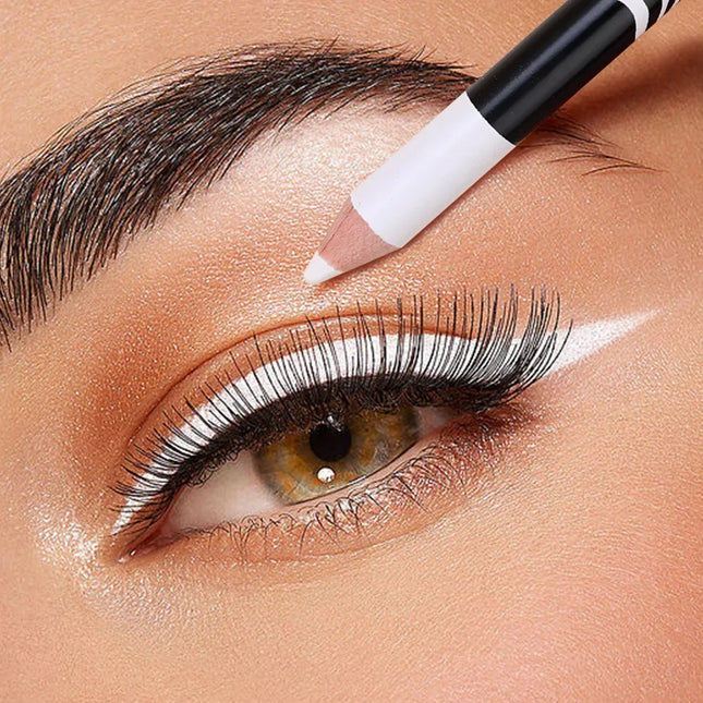 12PCS/Set White Matte Eyeliner Pencil Highlighter Silkworm Pencil 3-IN-1 Non-Smudging Longlasting Waterproof Eye Makeup