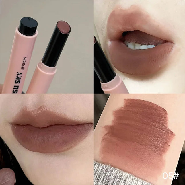 Smoky Grey Violet Lipstick Matte Velvet Finish Smooth Application Lip Mousse Waterproof Mirror Glossy Lip Tint Not Fading Makeup