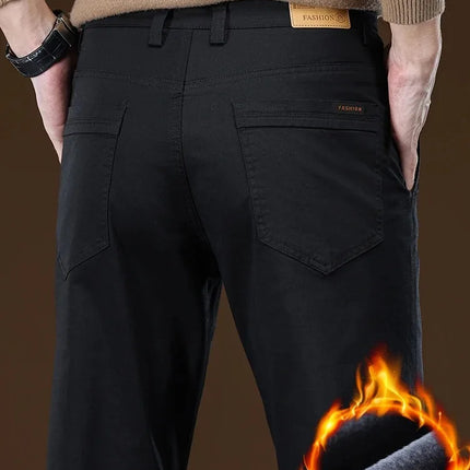 New Pure 97% Cotton Casual Pants for Men Black Khaki Gray Blue Business Slim Straight Elastic Fashion Casual Long Pants Male