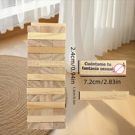 English and French 48pcs Couple Flirting Building Block Game Stacking Tower Game Adult Party Entertainment Spanish SM Product- BDSM