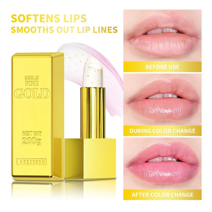 Color Changing Lipstick 2 in 1 Lip Blush Balm 24K Gold Long Lasting Moisturizing Nourishing Lips Plumper Deep Hydration Care