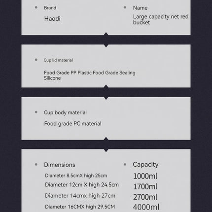 1.7L/2.7L/4L/5L Sports Water Bottle Gym Cycling Cup Portable Large Capacity Water Bottle For Fitness Camping Men Water Kellte