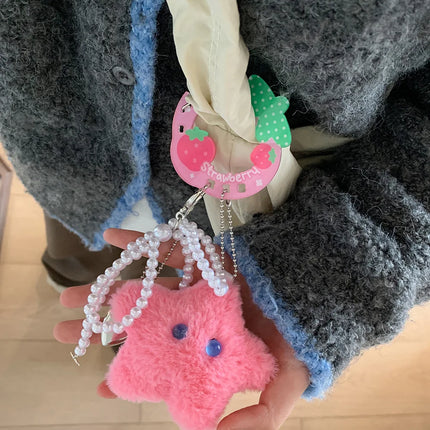 Ins Style Cute Acrylic Cartoon Keychain Holder Korea Kawaii Fruit Cupcake Star Shaped Decor for Bag Pendant Hook Key Hanging