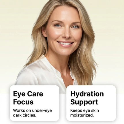 Eye cream nourishes eye area skin, tightens, smooths fine lines, deeply moisturizes, glows with radiance