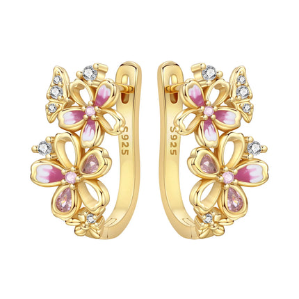 Original 2026 S925 Sterling Silver Zircon 18K Gold Lining Vintage Hoop Earrings for Women Birthday Party Wedding Gift Jewellery