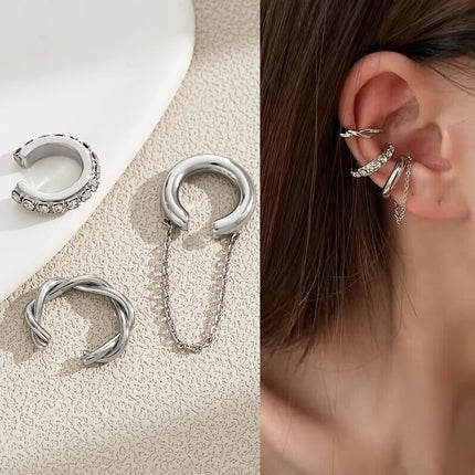 Luxury Star Butterfly Clip Earrings Female Crystal Tassel Ear Clip Earring Sparkling Zircon Ear Cuff Fashion Jewelry accessories