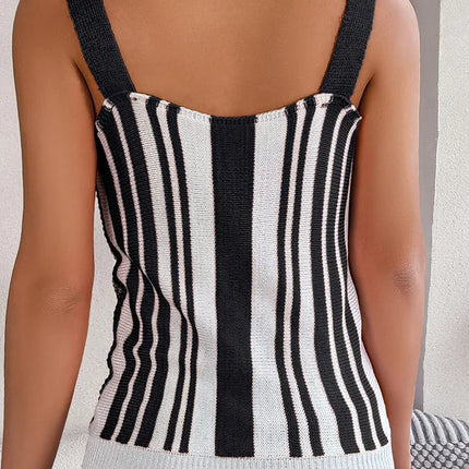 VigoCasey 2025 Lady Off Shoulder Bodycon Strap Top Sexy Women Patchwork Knit Vest Summer Female Sleeveless Casual Tops Clothes
