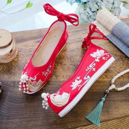 Chasing Moon Hot Sale Of The Season New Style Ming Dynasty Hanfu Shoes National Style Upturned Head Cotton Shoes Ancient Wedding